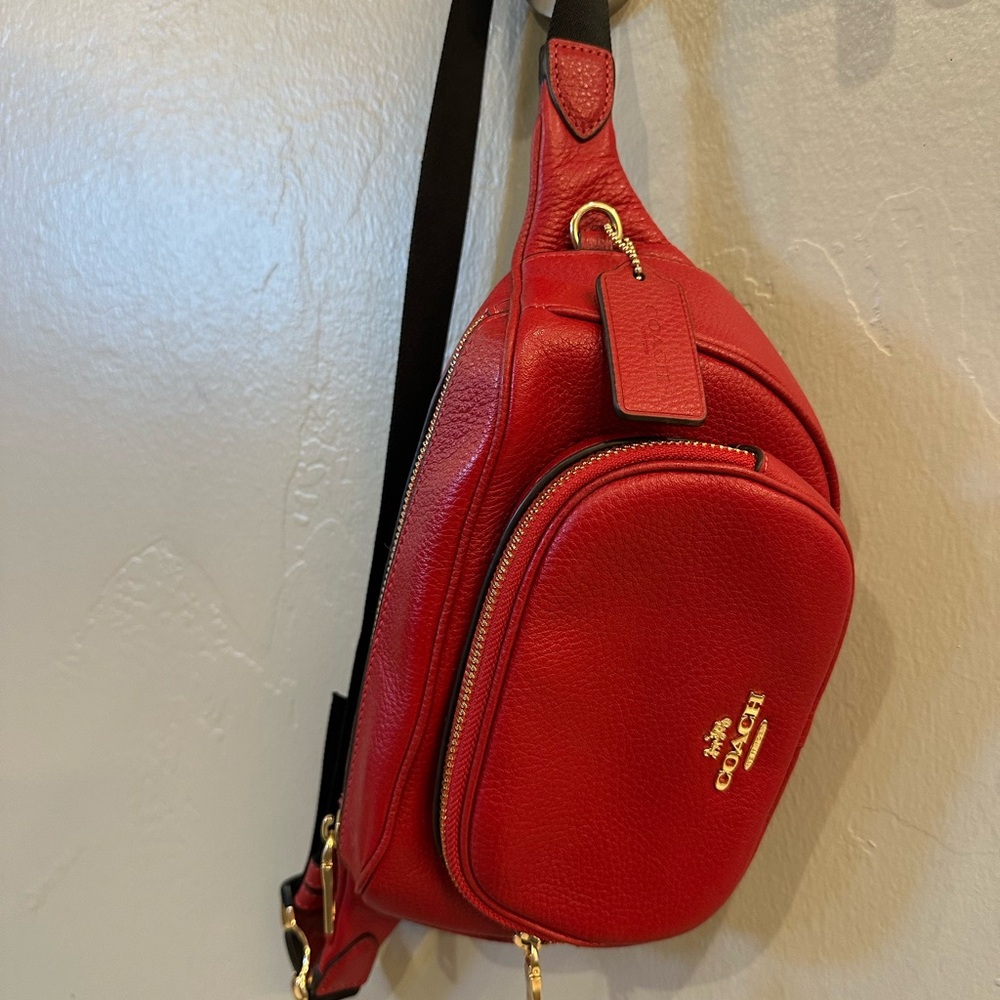 Coach Red Mini Sling Bag with Gold Hardware